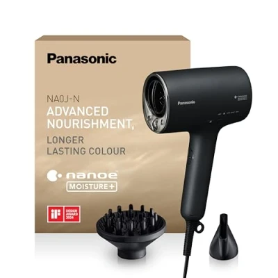 Abbildung von Panasonic EH NA0J N825 nanoe™ MOISTURE+ &amp; Mineral Haartrockner, Diffusor Konzentratordüse, intelligente Sensoren, Heiß Kalt Wechselmodus, Pflege für Haut, Kopfhaut Haarspitzen, 1600 W, Schwarz