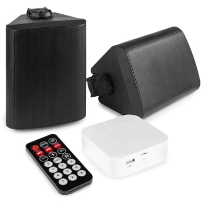 Abbildung von Power Dynamics BT20 Mini Verstärker mit Bluetooth und Außenlautsprechern (5&quot; 120W)
