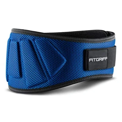 Abbildung von FITGRIFF® Gewichthebergürtel V1 Fitness Gürtel für Bodybuilding, Krafttraining, Gewichtheben Trainingsgürtel Damen und Herren (Blau, 81cm 88cm Bauchumfang (Medium))