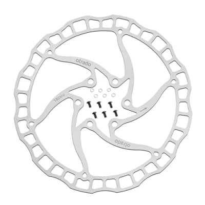 Abbildung von OTRADO Bremsscheibe Fahrrad STD 180mm aus EDELSTAHL 6 Loch Montage inkl. Schrauben kompatibel mit Shimano, Magura, Tektro, Avid, Hayes, Sram, Formula