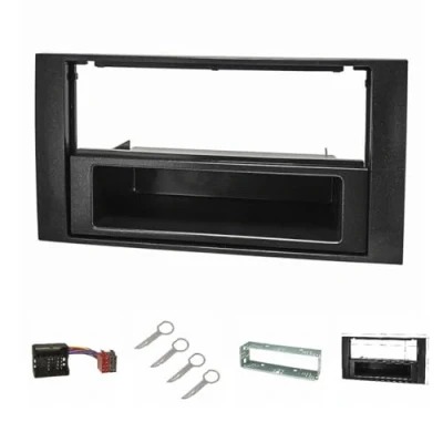 Abbildung von tomzz Audio 2415 042 Radioblende Set kompatibel mit Ford Focus 2 Fiesta C Max S Galaxy Mondeo Kuga Transit schwarz Quadlockadapter ISO Entriegelungsbügel Einbauschacht
