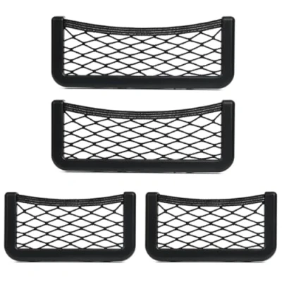 Abbildung von FOROREH 4Pcs Kofferraum Netztasche Auto, Selbstklebend Elastisch Ablagenetz Auto Aufbewahrungsnetz Tasche, Utensiliennetz für PKW LKW Gepäcknetz…