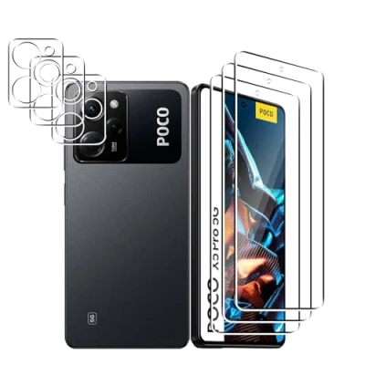Abbildung von Ljietr 3+3 Stück Schutzfolie für Xiaomi POCO X5 Pro 5G Panzer Schutz Glas, 3 Panzerfolie und Kamera Schutzglas, HD Displayschutzfolie, 9H Härte