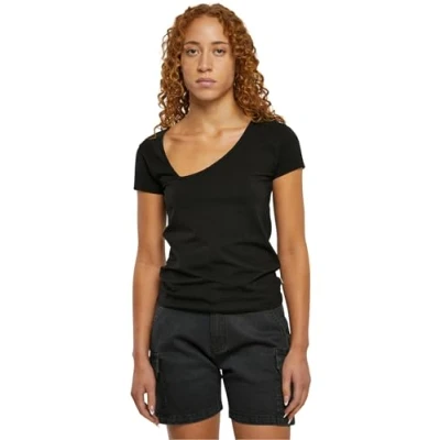 Abbildung von Urban Classics Asymmetric Neckline Tshirt basic, Damen, Größe: 4XL, Black