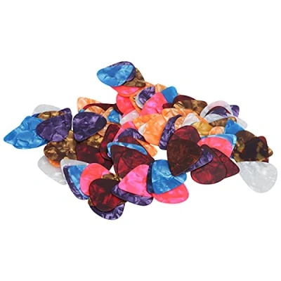 Abbildung von Plektren Gitarre, 100 Stück Plektren, Aussehen Buntes Zelluloidmaterial Gitarrenzubehör Plektrum Set für E Gitarren Akustik(0,46 mm) Zubehör Guitar Picks