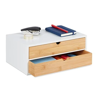 Abbildung von relaxdays Organizer Schubladenbox Bambus &amp; MDF 2 Fächer