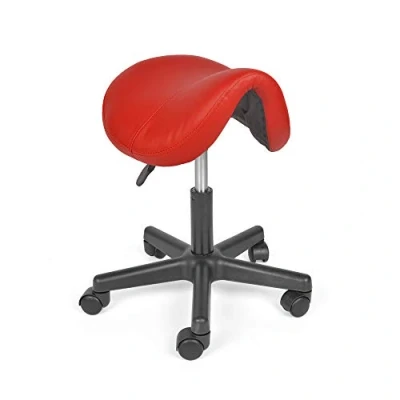 Abbildung von Mingone Sattelhocker Sattelstuhl Drehhocker Höhenverstellbar Bürohocker Ergonomisch Praxishocker mit Rollen Ohne Lehne 360 Drehung ，Rot