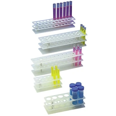Abbildung von neoLab Polypropylen Reagenzglasgestell, 2 x 6 Plätze, 18mm Lochdurchmesser, 65mm Höhe, Weiß