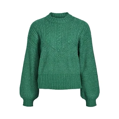 Abbildung von Object Objnova Stella Cable Strickpullover, Damen, Größe: Small, Lush meadow