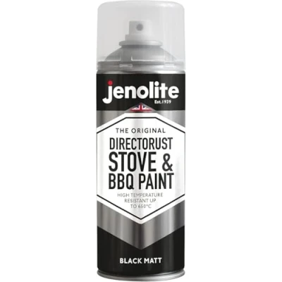 Abbildung von JENOLITE Directorust Grill &amp; Ofen Sprühfarbe Schwarz Matt I 400ml Hitzebeständiger Lack Hochtemperatur bis 650C Spray, Ofenlack, Kaminlack, Grillkamin Farbe, Auspufflack mehr