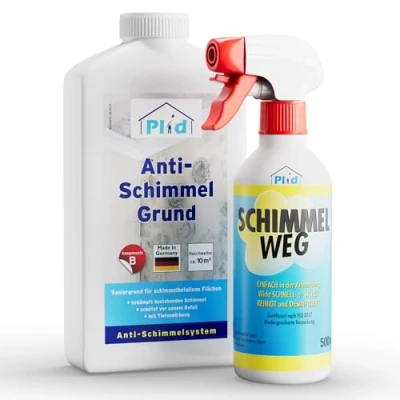 Abbildung von plid Wand und Deckenfarbe Premium Schimmelschutz Set Schimmelentferner Schimmelgrundierung, Schnelltrocknend, Schimmelbeständig, Überstreichbar
