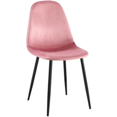 Abbildung von CLP Esszimmerstuhl Napier I Samt Stoff Kunstleder Mit Bodenschonern, Farbe:pink, Material:Samt