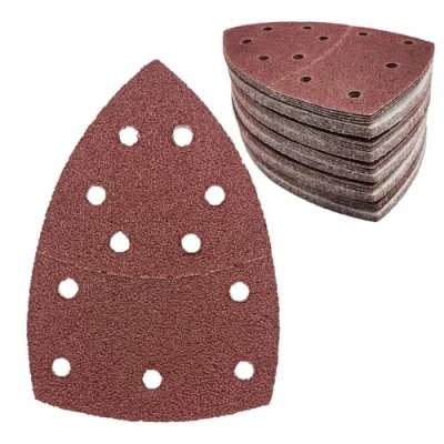 Abbildung von 50 Stück Schleifpapier Dreieckschleifer 11 Loch Schleifpads 40 Körnung Klett Mouse Schleifblätter für 155 x 108 mm