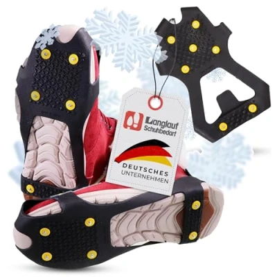 Abbildung von Anti Rutsch Schuhspikes Eco Langlauf Schuhbedarf Ice Grips Schuhkrallen rutschfeste Eisspikes für Schuhe und Stiefel Antirutsch Spikes Glatteis zum Überziehen Grödel (M (38 40))