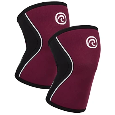 Abbildung von Rehband Kniebandage Kraftsport, Kniestütze für Cross Fit &amp; schweres Training, Knee Sleeve aus 5 mm Neopren, in vielen Farben Größen, Unisex, Farbe:Burgundy 1 Paar, Größe:XS