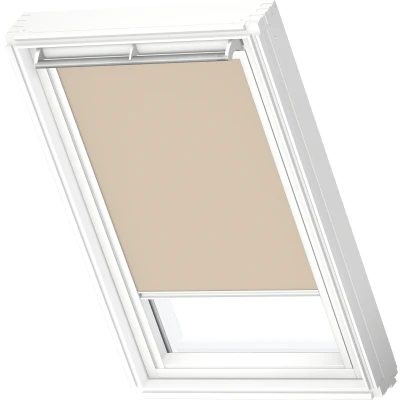 Abbildung von VELUX Verdunklungsrollo &quot;DKL 4556SWL&quot;, verdunkelnd, ohne Bohren, in Führungsschienen, Stoff sandbeige mit alufarbenen Führungsschienen &amp; Griffleiste