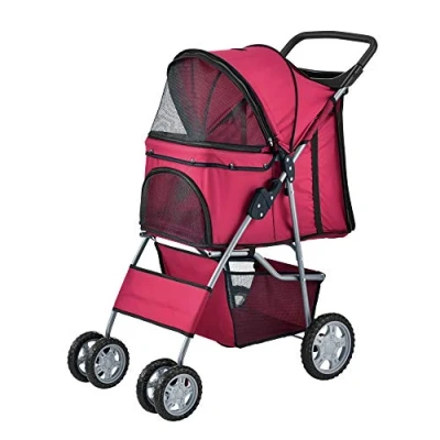 Abbildung von pro.tec Tiertransporttasche bis 15 kg, Hundewagen »Niceville« Pet Stroller Regenschutz Roadster Rot