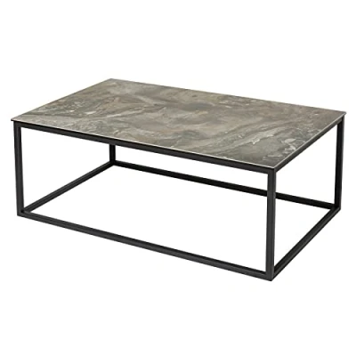 Abbildung von riess ambiente Couchtisch SYMBIOSE 100cm taupe / schwarz (Einzelartikel, 1 St), Keramik · Glas Metall Marmor Optik Wohnzimmer Industrial