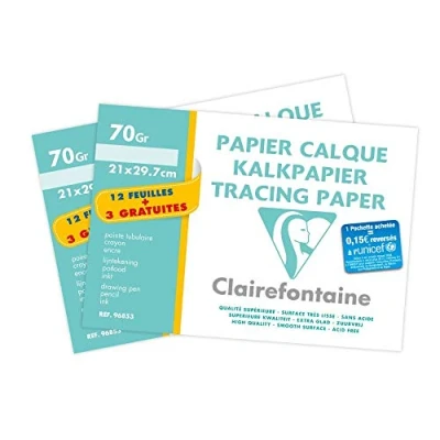 Abbildung von Clairefontaine 196853AMZC Set mit 2 Packungen transparentes Papier, 70g, DIN A4, 30 Blatt, 1 Set, Transparent