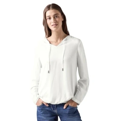 Abbildung von Cecil MIT Elastischem SAUM Langarmshirt, Damen, Größe: Medium, Weiß
