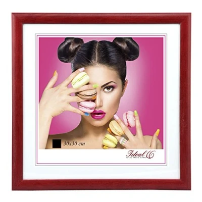 Abbildung von Deknudt Frames Promo Holz Bilderrahmen Braun Gold Natur Schwarz Silber Weiß quadratisch Rahmen: Farbe: Rot Format: 50x50