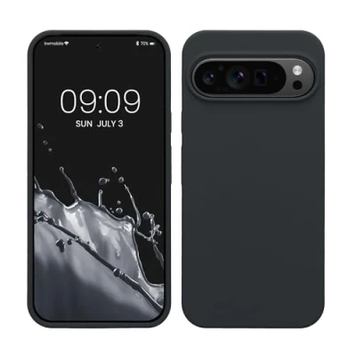 Abbildung von kwmobile Hülle kompatibel mit Google Pixel 9 Pro XL Silikon Handy Case Handyhülle weiche Oberfläche kabelloses Laden Heidelbeerblau