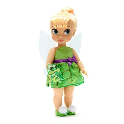 Abbildung von Disney Store Puppe Tinkerbell aus der Animator Collection, Peter Pan, 39 cm / 15&quot;, echt wirkendes Haar zum Kämmen und Outfit, mit Tick Tack als Plüschtier Satin, Sammelpuppe ab 3 Jahren