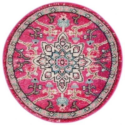 Abbildung von SAFAVIEH Distressed Teppich für Wohnzimmer, Esszimmer, Schlafzimmer Madison Collection, Kurzer Flor, Fuchsia und Blau, 122 X cm