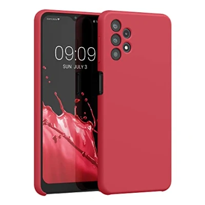 Abbildung von kwmobile Hülle kompatibel mit Samsung Galaxy A32 5G Silikon Handy Case Handyhülle weiche Oberfläche kabelloses Laden Klassisch Rot