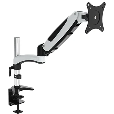 Abbildung von HFTEK Monitor Halter Tischhalterung für Bildschirme von 15 bis 27 Zoll VESA 75/100 vollbeweglich + höhenverstellbar freischwingend GM112D (Weiss)