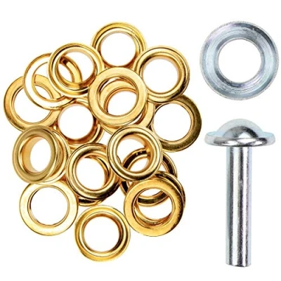 Abbildung von Langlauf Schuhbedarf Ösen mit Scheibe und Werkzeug 4/5/8/11/14mm Silber/schwarz/Gold rostfrei (Gold 14mm)