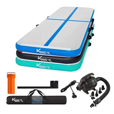 Abbildung von KM Fit Gymnastikmatte Turnmatte Aufblasbar Airtrack Fitness Matte 3 m (Set, 5 St., m), Elektropumpe 600 W