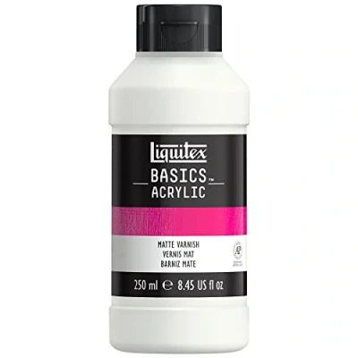 Abbildung von Liquitex 8870303 Basics Acrylfarbe Mattfirnis für Acrylfarben, schützt vor UV Strahlung, Staub und Schmutz, alterungsbeständig, verleiht eine matte Oberfläche in Archivqualität 250ml Flasche