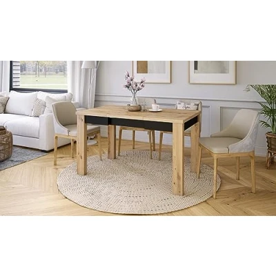Abbildung von Design Esstisch Tisch Fonte ausziehbar 85 bis 130 cm, Farbe:Eiche Artisan Schwarz matt