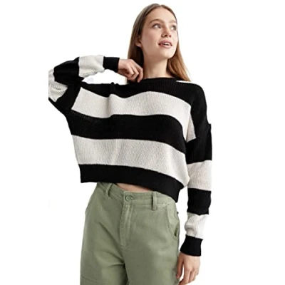 Abbildung von DeFacto Pullover Normal Passform für Damen Rollkragenpullover Pulli Oberteile Black,XL XXL