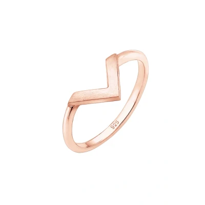 Abbildung von Elli GEO Vform Basic MATT Minimal Trend Ring, Damen, Größe: 54, Roségold
