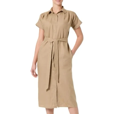 Abbildung von Tommy Hilfiger Belted MIDI Dress Blusenkleid, Damen, Größe: 32, Camel