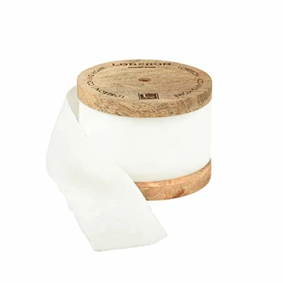 Abbildung von Loberon Samtband Phaedra, 5 m Langes Zierband, Dekoration, Geschenkverpackung, Polyester, Viskose, Mangoholz, Creme