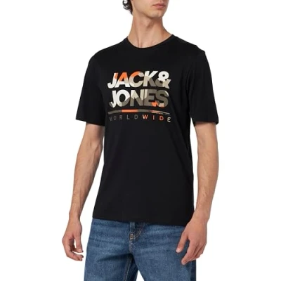 Abbildung von Jack &amp; Jones LUKE Tshirt print, Herren, Größe: Small, Schwarz
