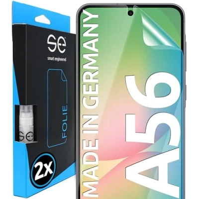 Abbildung von 2x se® 3D SCHUTZFOLIE Transparent für Samsung Galaxy A56, Selbstheilend, 100% Fingerabdruck &amp; FaceID kompatibel, einfache blasenfreie Installation, Ultra Klar, Stoß Kratzfest TPU, aus Deutschland