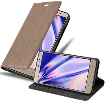 Abbildung von Cadorabo Hülle kompatibel mit Xiaomi RedMi Note 4 aus Premium Kunst Leder Flip Klappbare Stoßfeste Magnetische [Standfunktion] [Kartenfächern] Cover für Tasche in Braun