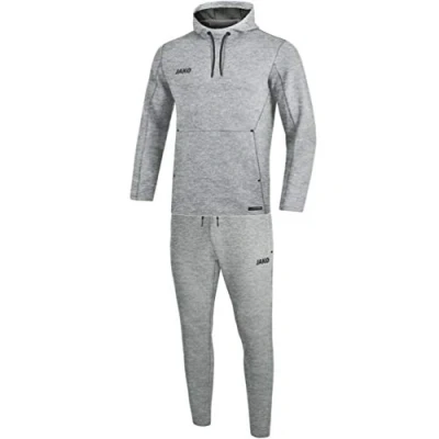 Abbildung von JAKO Damen Jogginganzug Premium Basics mit Kapuzensweat, grau meliert, 40, M9629