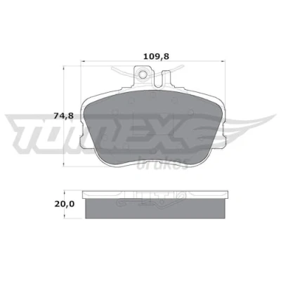 Abbildung von TOMEX brakes TX 11 46 Bremsbelagsatz Vorderachse für Verschleißwarnanzeiger vorbereitet MERCEDES BENZ: C Klasse Limousine, T modell