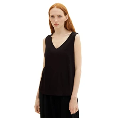 Abbildung von TOM TAILOR Denim Damen 1038437 Top Bluse, 14482 Deep Black, XS