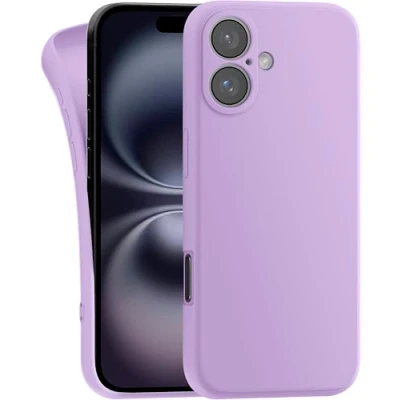 Abbildung von MyGadget Hülle kompatibel mit iPhone 16 Plus robuste Handyhülle TPU Case Slim Silikonhülle Back Cover Kratzfest Schutzhülle Matt Lila