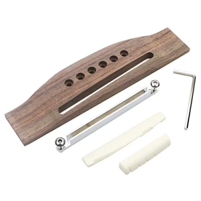 Abbildung von Unxuey Verstellbarer Steg aus Palisanderholz für Akustikgitarre, 6 Saiten, Ersatzteil.