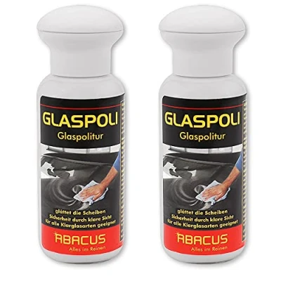 Abbildung von ABACUS® Glaspolitur 2X 100 ml (7736.2) entfernt Scheibenversiegelungen, Baumharz, silikonhaltige Versiegelungen, Nanobeschichtungen auf Autoglasscheiben, Spiegeln, Glastische