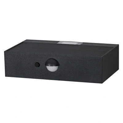 Abbildung von LEDVANCE ENDURA STYLE BRICKLUME Sensor, Solarleuchte, 3W, 300lm, grau, dunkelgrau, indirekte Beleuchtung, Bewegungsmelder, Tageslichtsensor, IP65, 3.000K Farbtemperatur, warmweiße Lichtfarbe