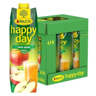 Abbildung von Rauch Happy Day Apfel aus 100% Apfelsaftkonzentrat handverlesen und köstlich erfrischend 6x 1l Tetra Prisma