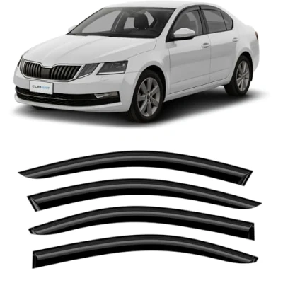 Abbildung von CLIM ART Windabweiser für/kompatible mit Skoda Octavia III 2013 2019 Autofenster Regenschutz, Regenabweiser, Anklebbare Deflektoren, 4 Stück